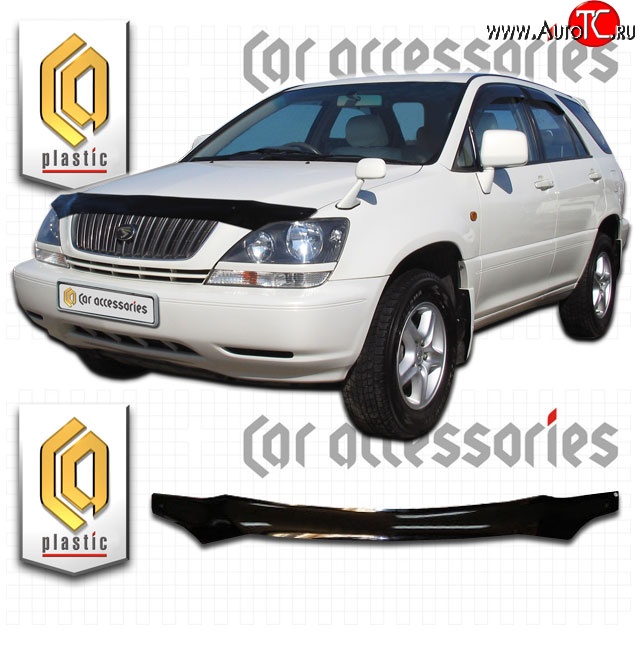 2 059 р. Дефлектор капота CA Plastic  Toyota Harrier  XU10 (1997-2003) дорестайлинг, рестайлинг (Classic черный, Без надписи)  с доставкой в г. Горно‑Алтайск