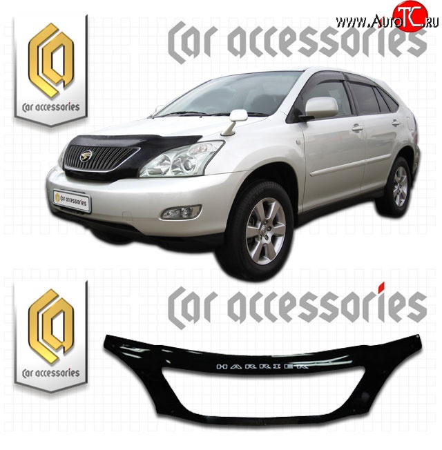 2 899 р. Дефлектор капота CA-Plastic exclusive  Toyota Harrier  XU30 (2003-2013) (Classic черный, Без надписи)  с доставкой в г. Горно‑Алтайск