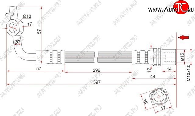 559 р. Тормозной шланг SAT (правый) Toyota Hiace H100 минивэн дорестайлинг (Япония) (1989-1993)  с доставкой в г. Горно‑Алтайск