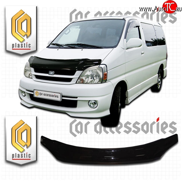 2 199 р. Дефлектор капота CA Plastic (черный)  Toyota Hiace Regius (1997-2002) (Classic черный, Без надписи)  с доставкой в г. Горно‑Алтайск