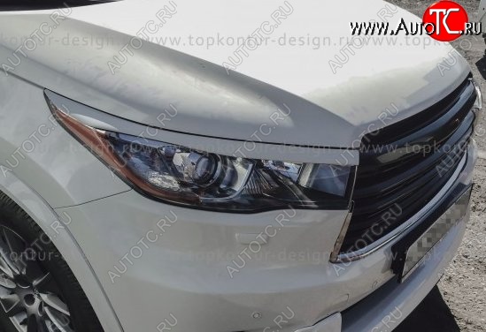 2 199 р. Реснички на фары TopKontur Design Toyota Highlander XU50 дорестайлинг (2013-2017) (Неокрашенные)  с доставкой в г. Горно‑Алтайск