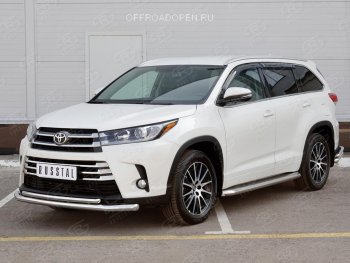 21 449 р. Защита переднего бампера (2 трубы Ø63 и 42 мм, нержавейка) SLITKOFF  Toyota Highlander  XU50 (2013-2017) дорестайлинг  с доставкой в г. Горно‑Алтайск. Увеличить фотографию 3