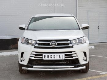 21 449 р. Защита переднего бампера (2 трубы Ø63 и 42 мм, нержавейка) SLITKOFF  Toyota Highlander  XU50 (2013-2017) дорестайлинг  с доставкой в г. Горно‑Алтайск. Увеличить фотографию 4