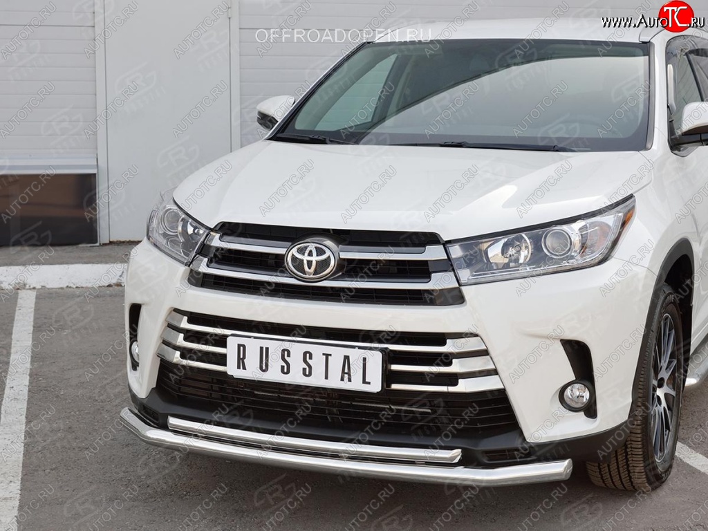 21 449 р. Защита переднего бампера (2 трубы Ø63 и 42 мм, нержавейка) SLITKOFF  Toyota Highlander  XU50 (2013-2017) дорестайлинг  с доставкой в г. Горно‑Алтайск