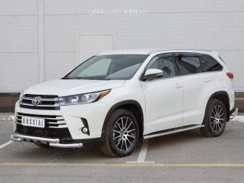 26 899 р. Защита переднего бампера (2 трубы Ø63 мм, нержавейка) SLITKOFF  Toyota Highlander  XU50 (2013-2017) дорестайлинг  с доставкой в г. Горно‑Алтайск. Увеличить фотографию 3