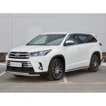 20 399 р. Защита переднего бампера (2 трубыØ42 мм, нержавейка) SLITKOFF  Toyota Highlander  XU50 (2013-2017) дорестайлинг  с доставкой в г. Горно‑Алтайск. Увеличить фотографию 2