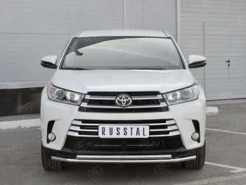 20 399 р. Защита переднего бампера (2 трубыØ42 мм, нержавейка) SLITKOFF  Toyota Highlander  XU50 (2013-2017) дорестайлинг  с доставкой в г. Горно‑Алтайск. Увеличить фотографию 3