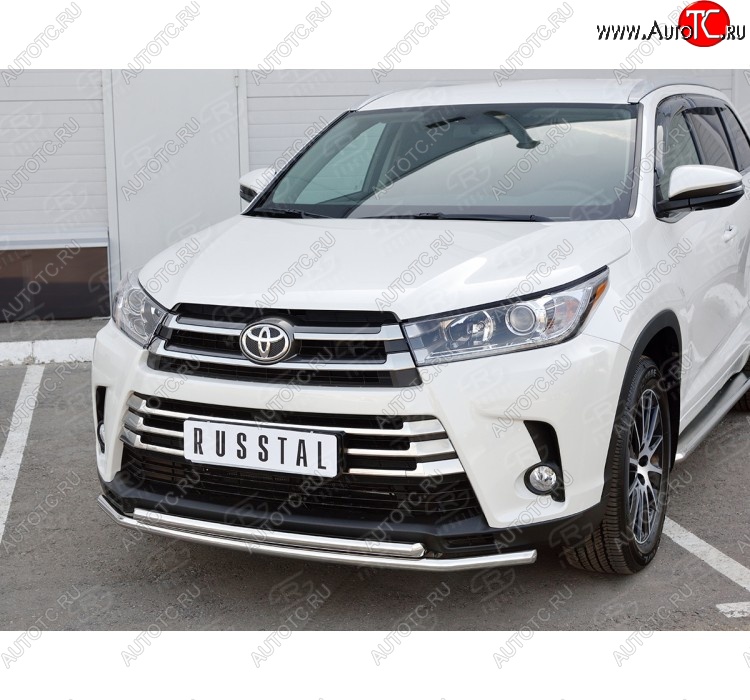 20 399 р. Защита переднего бампера (2 трубыØ42 мм, нержавейка) SLITKOFF  Toyota Highlander  XU50 (2013-2017) дорестайлинг  с доставкой в г. Горно‑Алтайск