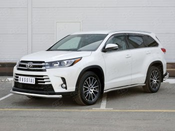 17 999 р. Одинарная защита переднего бампера диаметром 63 мм SLITKOFF  Toyota Highlander  XU50 (2013-2017) дорестайлинг  с доставкой в г. Горно‑Алтайск. Увеличить фотографию 2