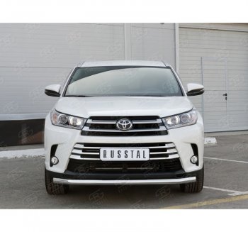 17 999 р. Одинарная защита переднего бампера диаметром 63 мм SLITKOFF  Toyota Highlander  XU50 (2013-2017) дорестайлинг  с доставкой в г. Горно‑Алтайск. Увеличить фотографию 3