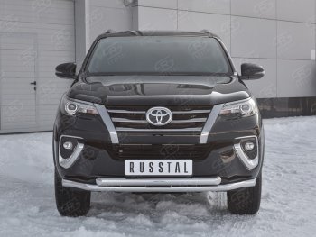 26 499 р. Защита переднего бампера (2 трубыØ63 мм, нержавейка) SLITKOFF  Toyota Highlander  XU50 (2013-2017) дорестайлинг  с доставкой в г. Горно‑Алтайск. Увеличить фотографию 3