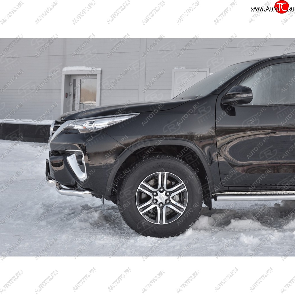 26 499 р. Защита переднего бампера (2 трубыØ63 мм, нержавейка) SLITKOFF  Toyota Highlander  XU50 (2013-2017) дорестайлинг  с доставкой в г. Горно‑Алтайск