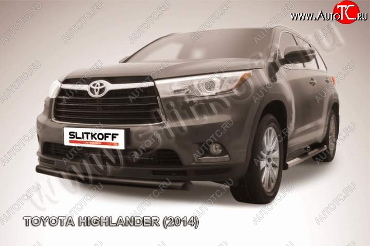 7 899 р. защита переднего бампера Slitkoff  Toyota Highlander  XU50 (2013-2017) дорестайлинг (Цвет: серебристый)  с доставкой в г. Горно‑Алтайск