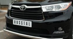 16 999 р. Одинарная защита переднего бампера диаметром 63 мм SLITKOFF  Toyota Highlander  XU50 (2013-2017) дорестайлинг  с доставкой в г. Горно‑Алтайск. Увеличить фотографию 3