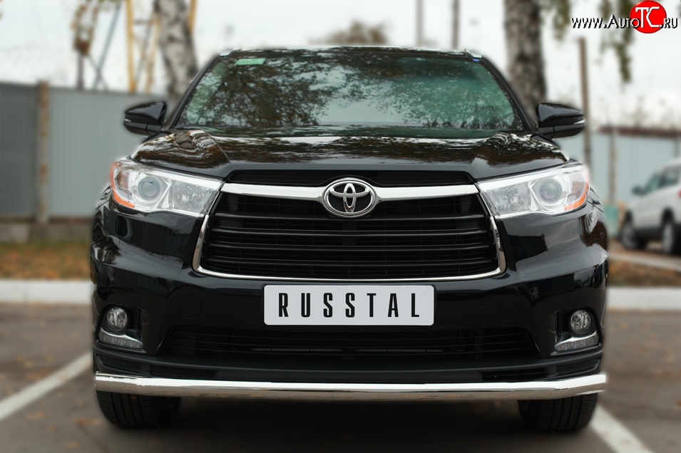 16 999 р. Одинарная защита переднего бампера диаметром 63 мм SLITKOFF  Toyota Highlander  XU50 (2013-2017) дорестайлинг  с доставкой в г. Горно‑Алтайск