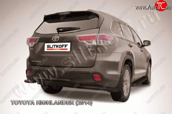 10 999 р. Защита задняя Slitkoff  Toyota Highlander  XU50 (2013-2017) дорестайлинг (Цвет: серебристый)  с доставкой в г. Горно‑Алтайск