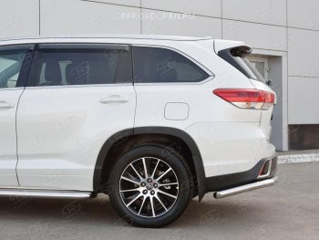 15 999 р. Защита заднего бампера (Ø63 мм уголки, нержавейка) SLITKOFF  Toyota Highlander  XU50 (2013-2017) дорестайлинг  с доставкой в г. Горно‑Алтайск. Увеличить фотографию 2