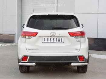 15 999 р. Защита заднего бампера (Ø63 мм уголки, нержавейка) SLITKOFF  Toyota Highlander  XU50 (2013-2017) дорестайлинг  с доставкой в г. Горно‑Алтайск. Увеличить фотографию 3