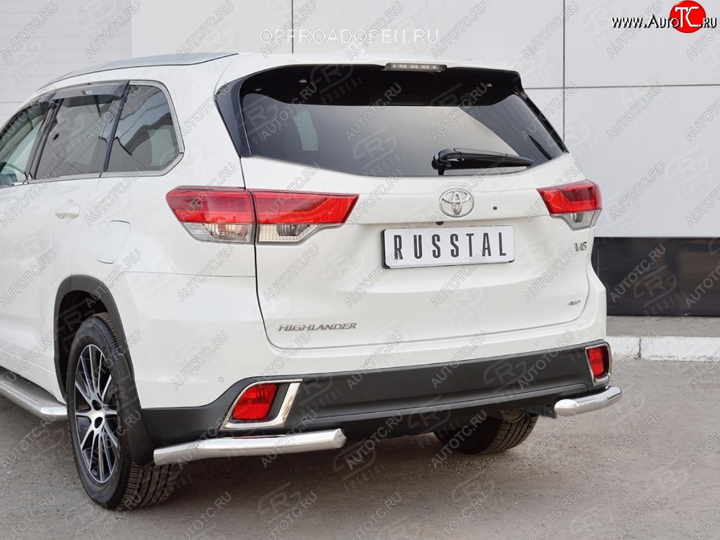 15 999 р. Защита заднего бампера (Ø63 мм уголки, нержавейка) SLITKOFF  Toyota Highlander  XU50 (2013-2017) дорестайлинг  с доставкой в г. Горно‑Алтайск