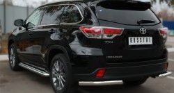 Защита заднего бампера (Ø63 мм уголки, нержавейка) SLITKOFF Toyota Highlander XU50 дорестайлинг (2013-2017)