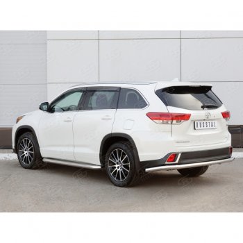 17 999 р. Защита заднего бампера (Ø63 мм, нержавейка) SLITKOFF  Toyota Highlander  XU50 (2016-2020) рестайлинг  с доставкой в г. Горно‑Алтайск. Увеличить фотографию 2