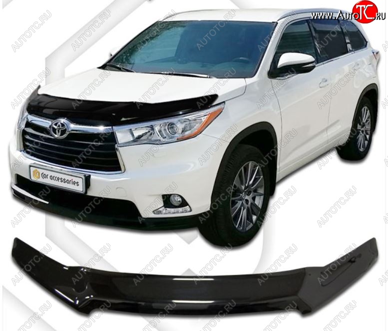 2 359 р. Дефлектор капота CA-Plastiс  Toyota Highlander  XU50 (2013-2020) дорестайлинг, рестайлинг (Classic черный, Без надписи)  с доставкой в г. Горно‑Алтайск