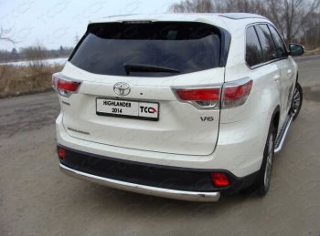 Защита заднего бампера (овальная) ТСС (нержавейка d75х42 мм) Toyota (Тойота) Highlander (Хайлэндер)  XU50 (2013-2017) XU50 дорестайлинг