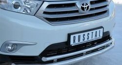 21 849 р. Защита переднего бампера (2 трубыØ63 и 42 мм, нержавейка) SLITKOFF Toyota Highlander XU40 рестайлинг (2010-2013)  с доставкой в г. Горно‑Алтайск. Увеличить фотографию 2