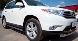 13 299 р. Защита порогов из круглой трубы диаметром 76 мм (рестайлинг) Russtal Toyota Highlander XU40 рестайлинг (2010-2013) (Защита порогов с со скосами на торцах (вариант 1))  с доставкой в г. Горно‑Алтайск. Увеличить фотографию 12