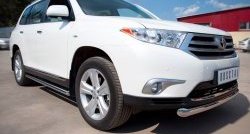 13 299 р. Защита порогов из круглой трубы диаметром 76 мм (рестайлинг) Russtal Toyota Highlander XU40 рестайлинг (2010-2013) (Защита порогов с со скосами на торцах (вариант 1))  с доставкой в г. Горно‑Алтайск. Увеличить фотографию 4