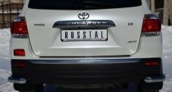 Защита заднего бампера (Ø63 мм уголки, нержавейка) SLITKOFF Toyota Highlander XU40 рестайлинг (2010-2013)