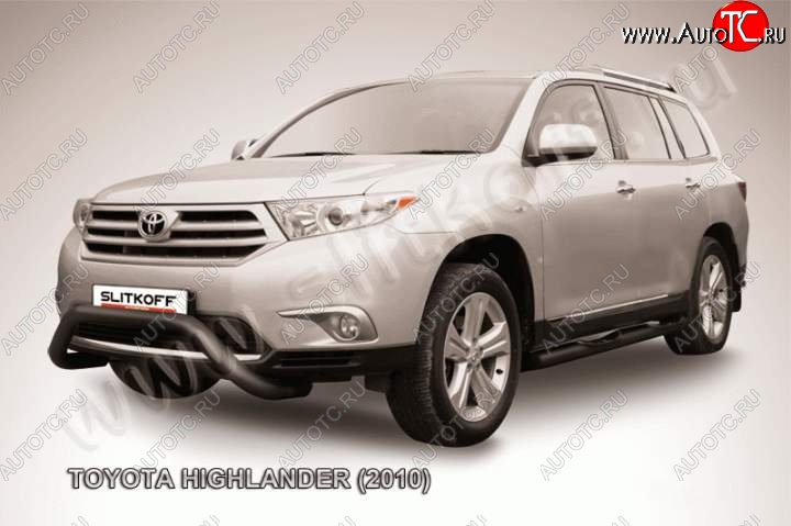 24 999 р. Кенгурятник d76 низкий мини чернаый Toyota Highlander XU40 рестайлинг (2010-2013) (Цвет: серебристый)  с доставкой в г. Горно‑Алтайск