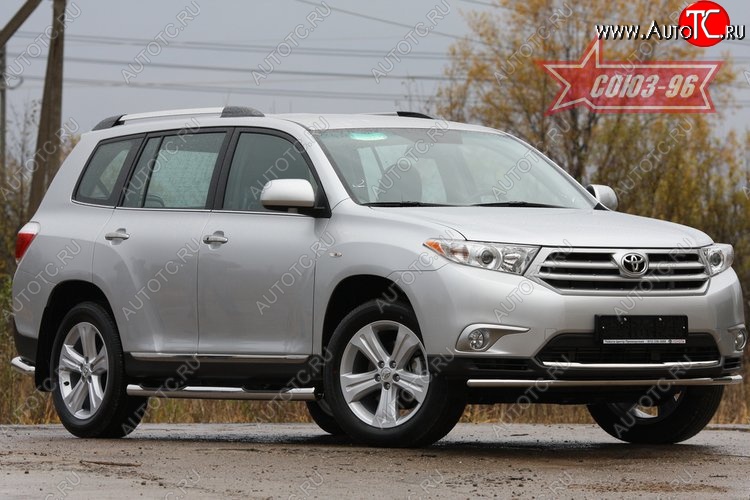 11 879 р. Защита переднего бампера одинарная Souz-96 (d42). Toyota Highlander XU40 рестайлинг (2010-2013)  с доставкой в г. Горно‑Алтайск