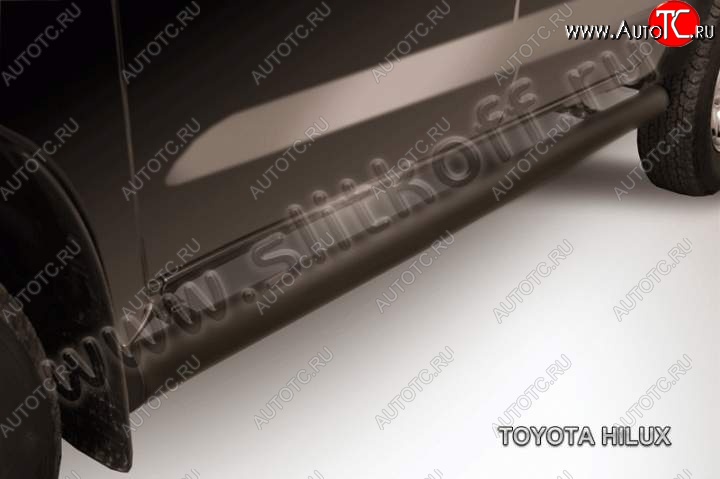 14 449 р. Защита порогов Slitkoff Toyota Hilux AN20,AN30  2-ой рестайлинг (2011-2016) (Цвет: серебристый)  с доставкой в г. Горно‑Алтайск