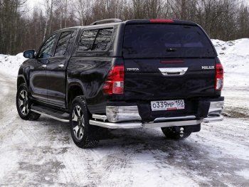 Защита заднего бампера (уголки двойные) ТСС 76,1/60,3мм Toyota Hilux AN120 дорестайлинг (2016-2020)