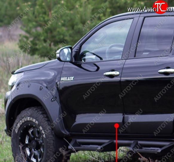 3 499 р. Молдинг двери RA (передний левый) Toyota Hilux AN120 дорестайлинг (2016-2020) (Поверхность глянец под покраску, Неокрашенный)  с доставкой в г. Горно‑Алтайск