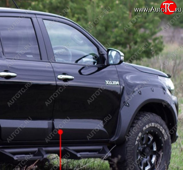 3 179 р. Молдинг двери RA (передний правый)  Toyota Hilux  AN120 (2016-2020) дорестайлинг (Поверхность глянец под покраску, Неокрашенный)  с доставкой в г. Горно‑Алтайск