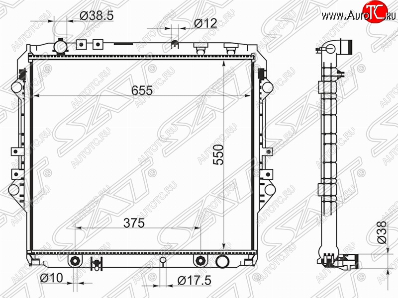 12 249 р. Радиатор двигателя SAT  Toyota Hilux  AN120 (2016-2020) дорестайлинг  с доставкой в г. Горно‑Алтайск