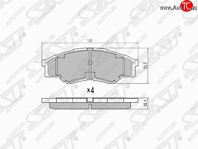 729 р. Колодки тормозные (передние) (короткая база) SAT  Toyota Hilux  AN10,AN20 (2004-2011) дорестайлинг, 1-ый рестайлинг  с доставкой в г. Горно‑Алтайск