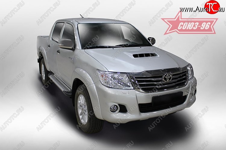 9 899 р. Пороги из алюминиевого профиля Souz-96 Toyota Hilux AN20,AN30  2-ой рестайлинг (2011-2016)  с доставкой в г. Горно‑Алтайск