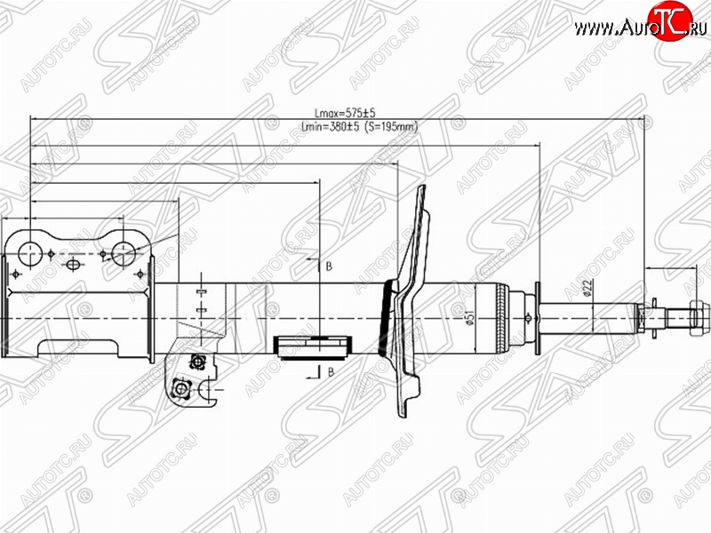 3 499 р. Правый амортизатор передний SAT Toyota Ipsum ACM20 дорестайлинг (2001-2003)  с доставкой в г. Горно‑Алтайск