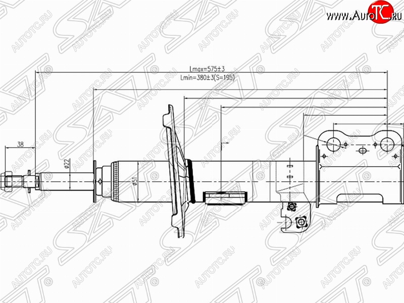 3 789 р. Левый амортизатор передний SAT Toyota Ipsum ACM20 дорестайлинг (2001-2003)  с доставкой в г. Горно‑Алтайск