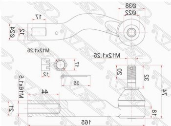 Правый наконечник рулевой тяги SAT Toyota (Тойота) Ipsum (Ипсум)  ACM20 (2001-2003) ACM20 дорестайлинг