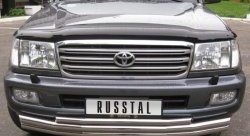 Тройная защита переднего бампера SLITKOFF из труб диаметром по 63 мм Toyota Land Cruiser 100 дорестайлинг (1998-2002)