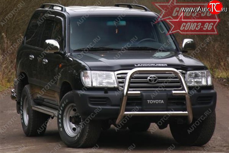 23 039 р. Защита переднего бампера под лебедку Souz-96 (d76) Toyota Land Cruiser 100 дорестайлинг (1998-2002)  с доставкой в г. Горно‑Алтайск