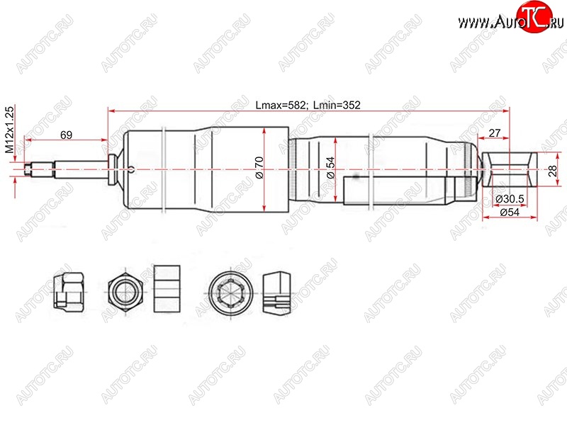 2 599 р. Амортизатор задний LH=RH SAT  Toyota Land Cruiser ( 80,  J105) (1989-2007)  с доставкой в г. Горно‑Алтайск