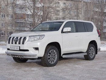 30 999 р. Защита переднего бампера (Ø63 мм c зубами Ø42, нержавейка) SLITKOFF Toyota Land Cruiser Prado J150 2-ой рестайлинг (2017-2020)  с доставкой в г. Горно‑Алтайск. Увеличить фотографию 4