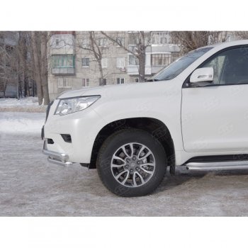 23 899 р. Защита переднего бампера (Ø63 мм с углами, нержавейка) SLITKOFF Toyota Land Cruiser Prado J150 2-ой рестайлинг (2017-2020)  с доставкой в г. Горно‑Алтайск. Увеличить фотографию 2