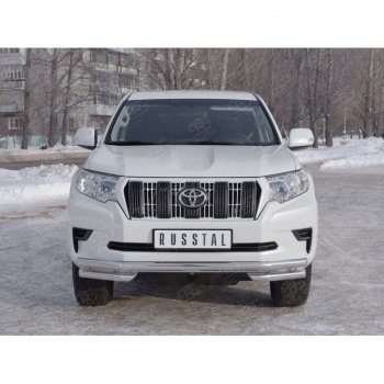 23 899 р. Защита переднего бампера (Ø63 мм с углами, нержавейка) SLITKOFF Toyota Land Cruiser Prado J150 2-ой рестайлинг (2017-2020)  с доставкой в г. Горно‑Алтайск. Увеличить фотографию 3