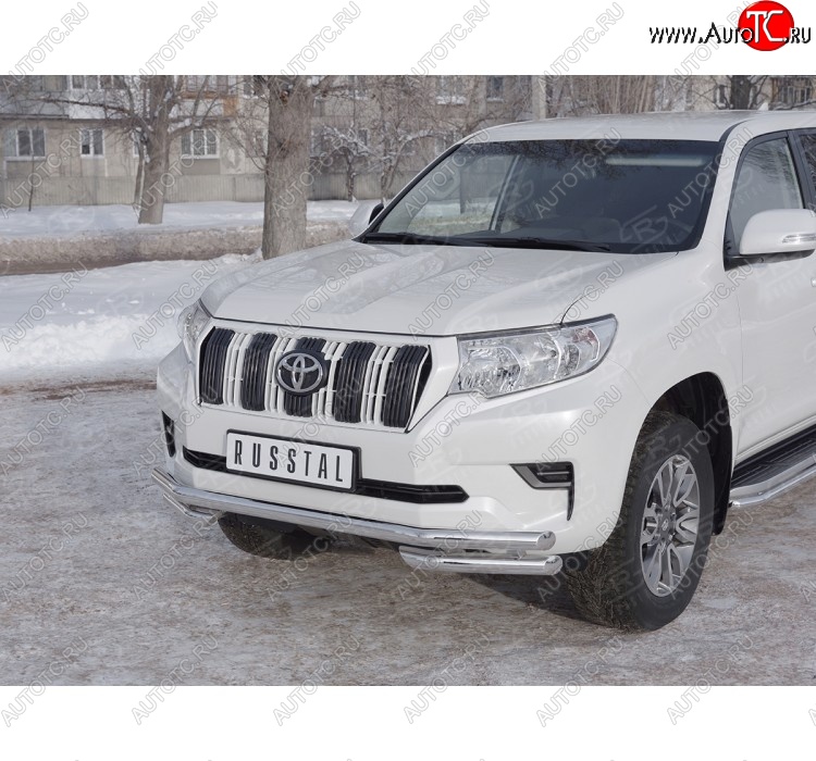 23 899 р. Защита переднего бампера (Ø63 мм с углами, нержавейка) SLITKOFF Toyota Land Cruiser Prado J150 2-ой рестайлинг (2017-2020)  с доставкой в г. Горно‑Алтайск